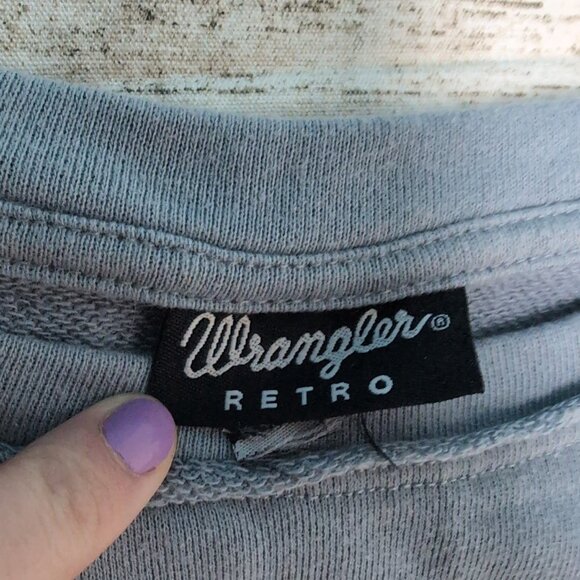 Wrangle Southwestern Aztec Print Blue Crewneck Lightweight Sweater Women - Picture 2 of 5